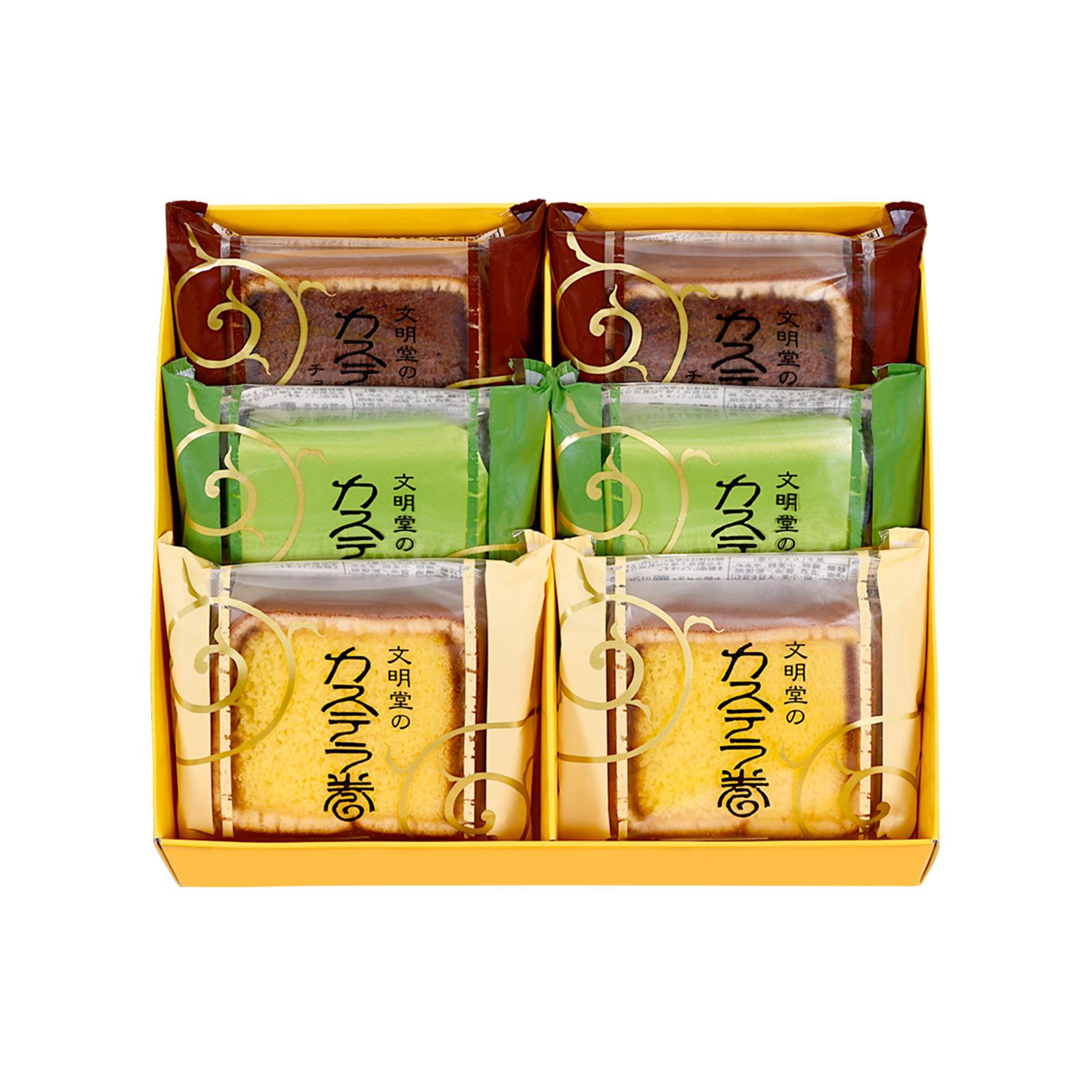 お菓子　６箱セット　文明堂　サブリナ カステラ巻詰め合わせ 6個入（プレーン・抹茶・チョコ） | 文明堂神戸